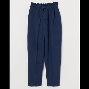Linen blend ankle length pants